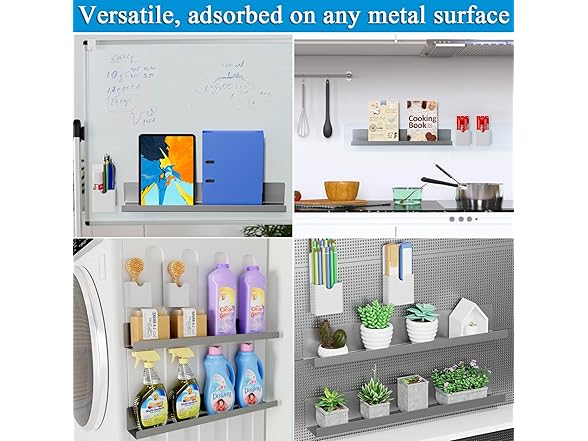 DTUQYX Magnetic Book Shelf for Whiteboard 2-Pack, Grey