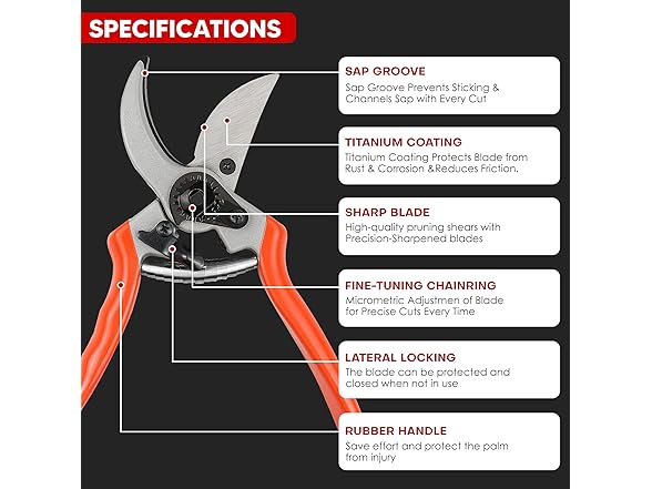 YIYITOOLS Pruning One-Hand Garden Shears