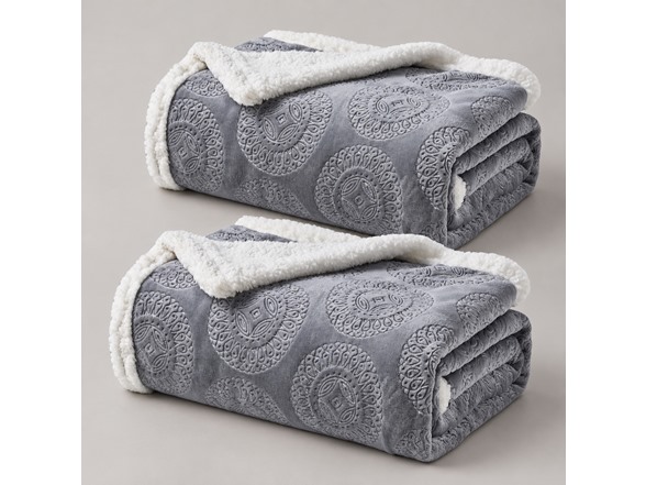 2-Pack Printed Sherpa Throw Blankets