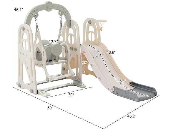 SPOFLYINN 3 in 1 Toddler and Swing Set