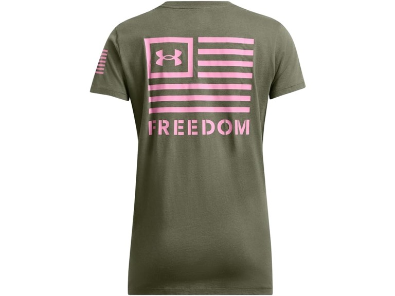 Small UA Women's Freedom Banner T-Shirt Marine OD Green