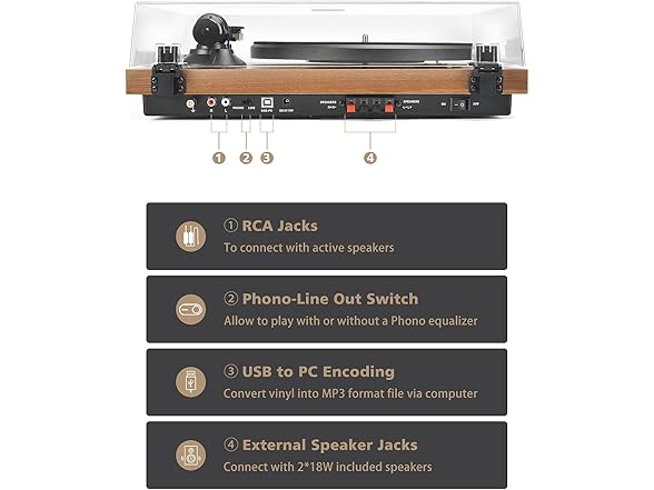 Record Player Vinyl Bluetooth Turntable