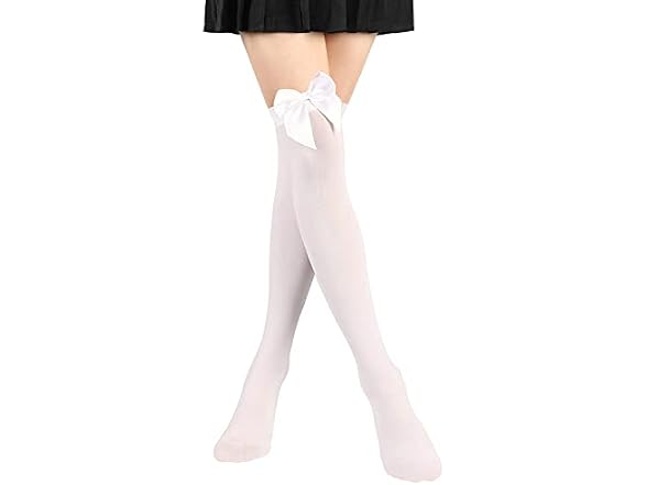 Satinior Women (L) Knee High Socks Bow Thigh Socks