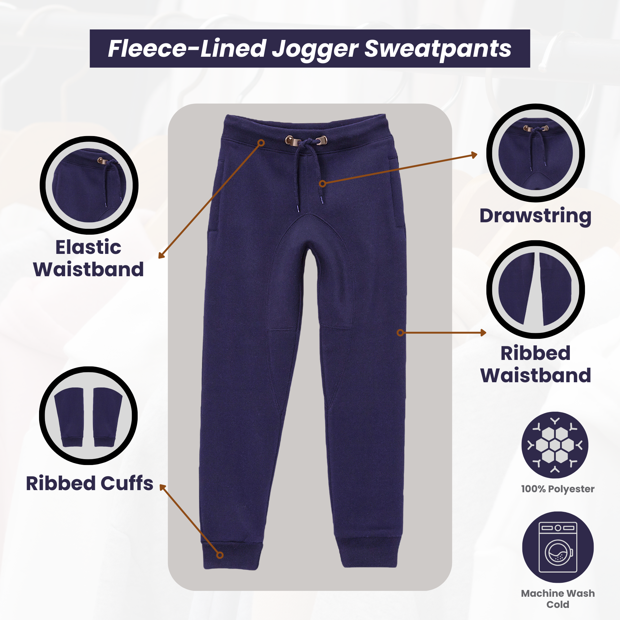Boys Fleece-Lined Jogger Sweatpants - Gallery 23