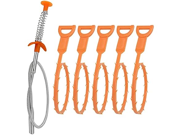 Amazon Basics Drain Clog Remover Tool, 6 Pack