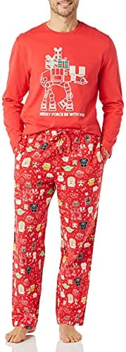 Amazon Essentials Disney | Marvel | Star Wars Men's Flannel Pajama Sleep Sets, Star Wars Holiday - Mens, Small