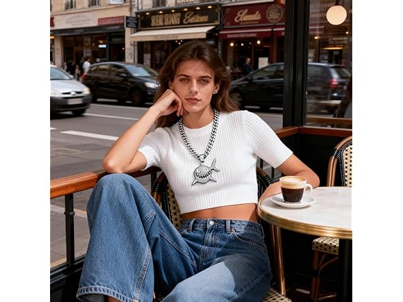 Lssfadccx Cuban Shark Pendant Silver