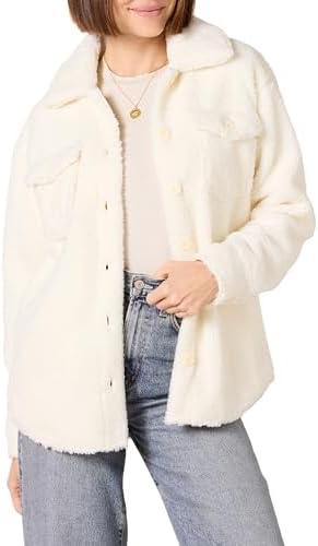 Amazon Essentials Women's Oversized Teddy Sherpa Shirt Jacket (Previously Goodthreads), Cream, X-Large