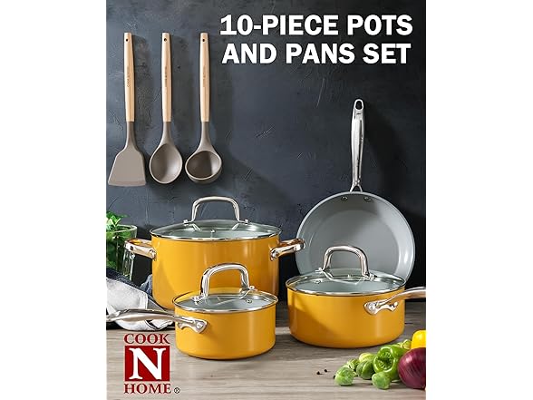 Cook N Home Classic Nonstick Cookware 10 Piece Set