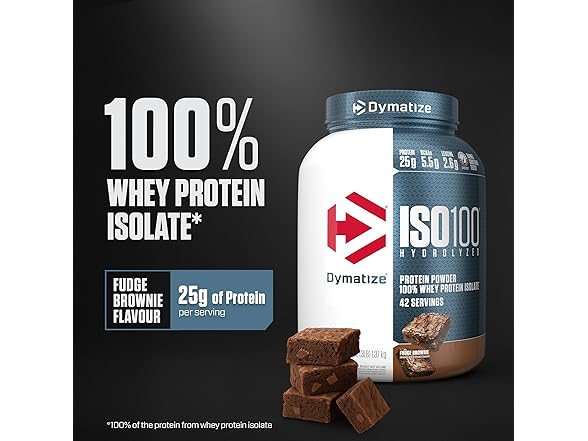 Dymatize ISO100 Whey Protein Powder Isolate, Fudge Brownie