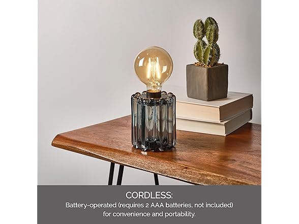 Elements Green Glass Bulb LED Lantern – Decorative Lighted Table lamp