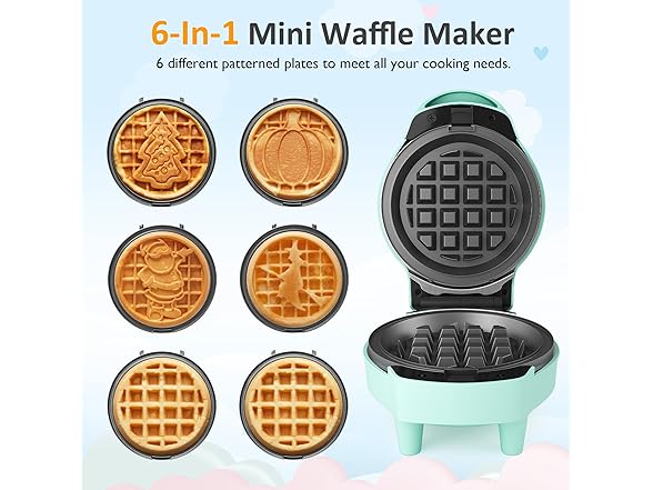 SUNVIVIPRO 6 in 1 Mini Waffle Maker