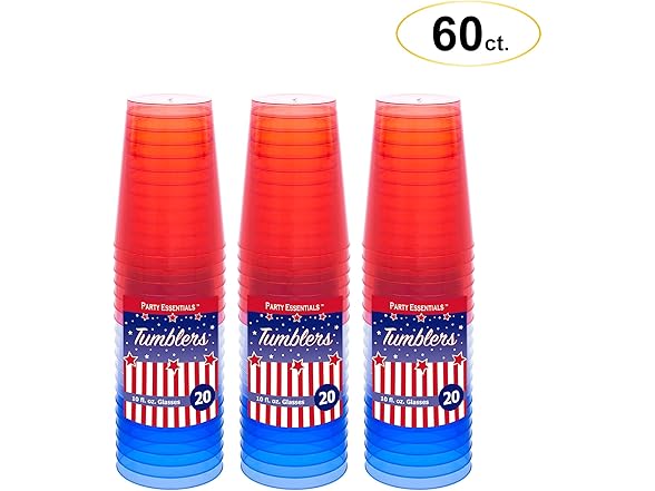 Party Essentials Disposable Party Cups, 10oz, 60 Count