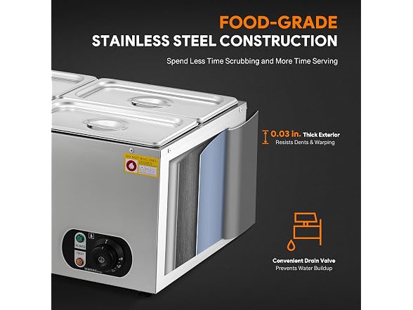 WILPREP Four 1/4 Pans Commercial Food Warmer