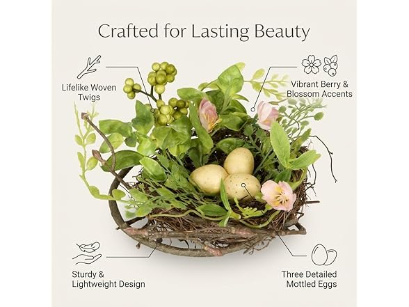 6 Inch Blossom Bird’s Nest with Eggs