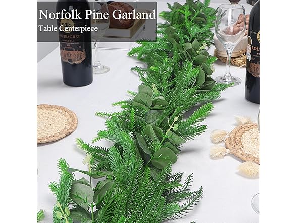 TISEMENT Norfolk Pine Eucalyptus Garlands with Light String