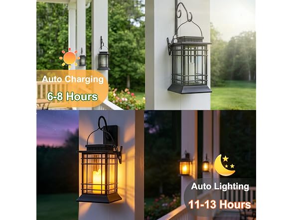Brightever 4-Pack Solar Lanterns Outdoor Lights, Hanging Solar Lights