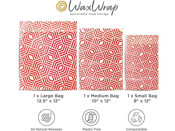 36 Pack Beeswax Organic Cotton Food Bags