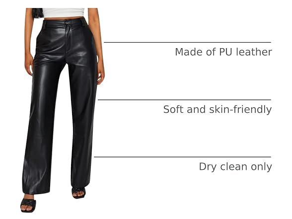 Heziowyun Women Faux Leather Pants Solid High Pant