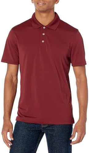Amazon Essentials Men's Golf Polo Shirt, Short Sleeve, Slim-Fit, Quick-Dry, Burgundy, Large