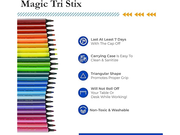 The Pencil Grip Magic Tri Stix Markers 24 colors