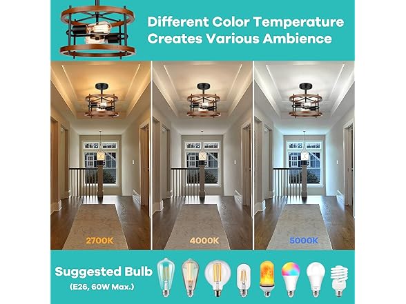 Lakumu 2-Light Retro Semi Flush Mount