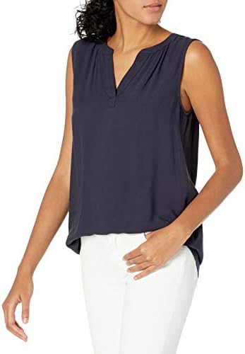 Amazon Essentials Women's S/L Woven Shirt, Navy, Small