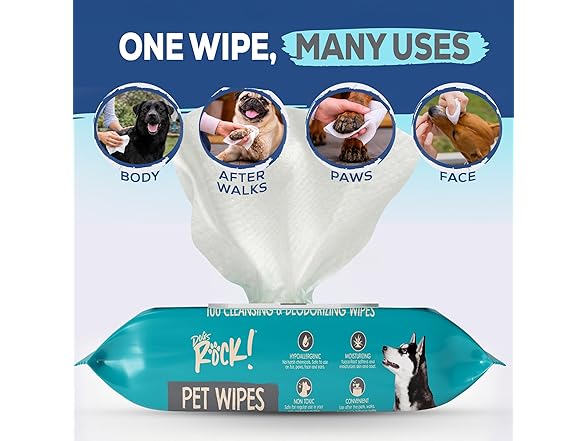 Dogs Rock! Pet Wipes for Dogs – 100 Count