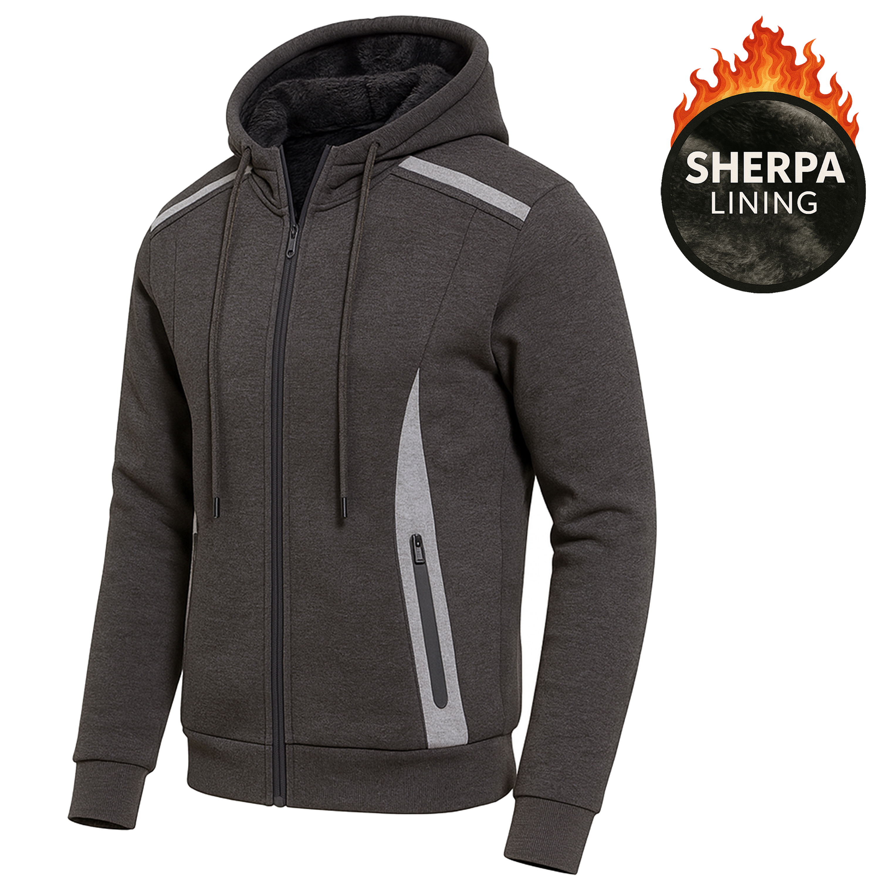 Men's Sherpa Reflective Tech Zip Hoodies - Gallery 24
