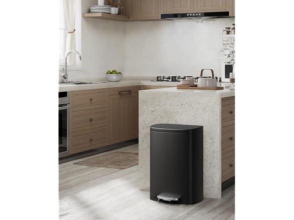 Takywep 13 Gal/50L & 2.6 Gal/10L Stainless Steel Trash Can Combo Set Black