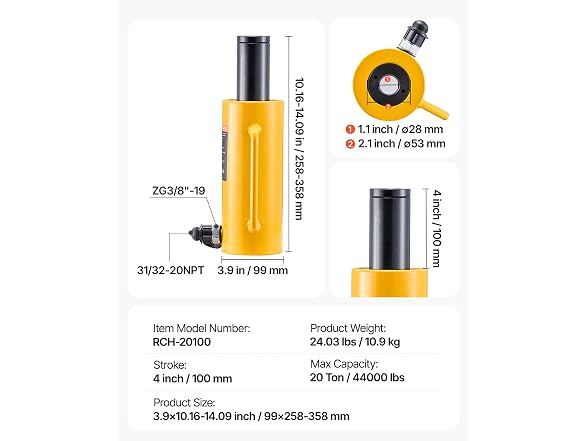 20ton 100mm Hollow Plunger Hydraulic Cylinder