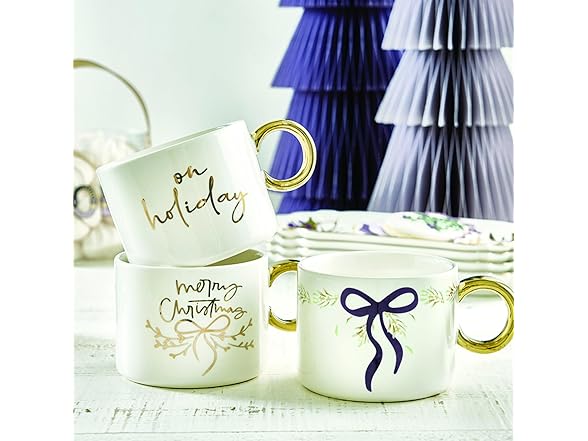 Santa Barbara Design Studio Coffee Mugs - 16-Ounce, Purple Bow