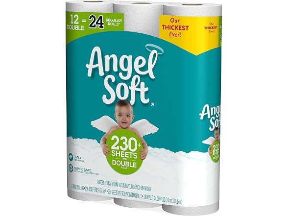 Angel Soft, Toilet Paper, Double Rolls, 12 Ct