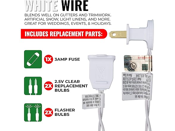 100 Red Christmas Lights White Wire 3-Pack