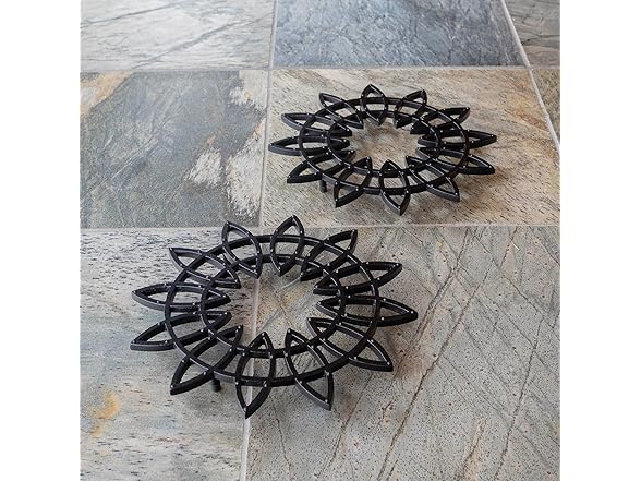 12" Flower Wrought Iron Trivet, Pack of 2