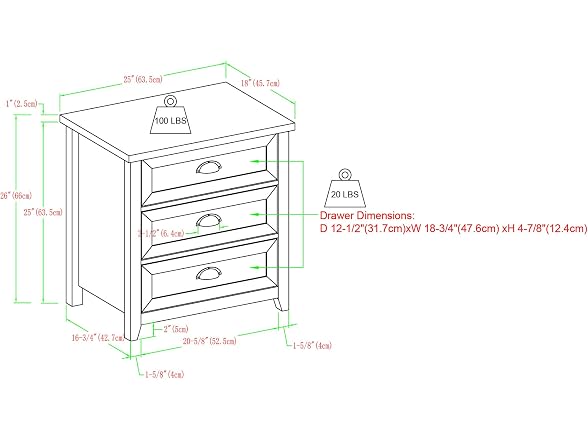 Walker Edison Hazel Modern Farmhouse 3 Drawer Nightstand