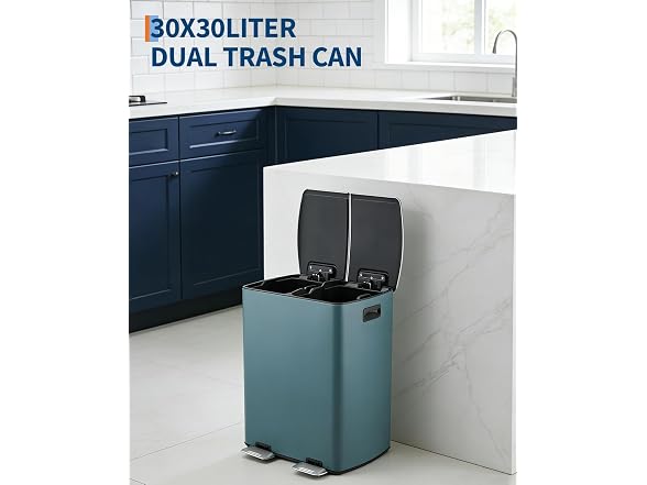 PrecisionAuto 60L Dual Compartment Kitchen Trash Can