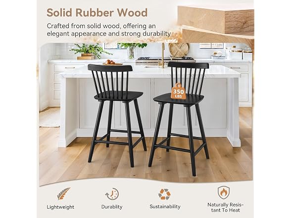Lue Bona Black Bar Stools Set of 4 24"
