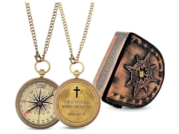 ANTIQUANA Brass Compass in Case