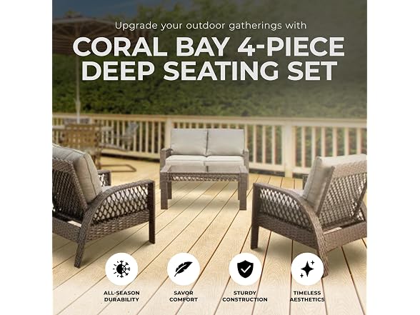 Four Seasons Courtyard Coral Bay 4 Piece Wicker Furniture