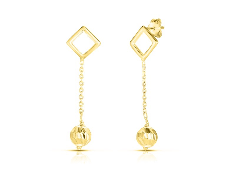 Yeidid Italian 925 Sterling Silver Ball Drop Earrings Plated in 18K Yellow Gold