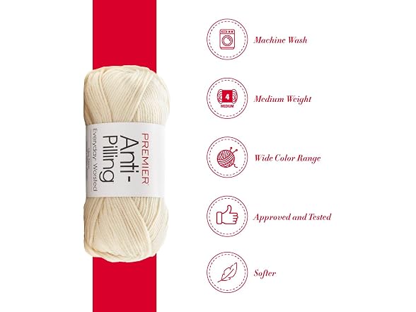 Premier Yarns Everyday Worsted, Cream,