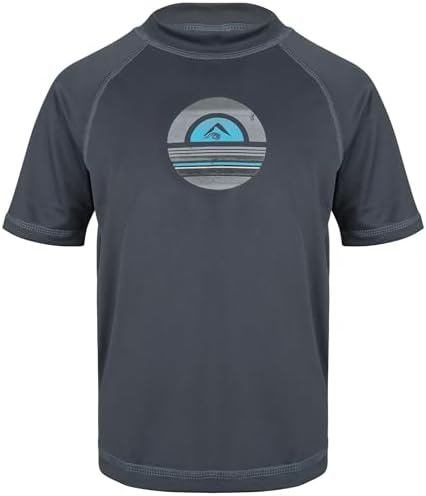Kanu Surf Big Boys Haywire UPF 50+ Sun Protective Rashguard Swim Shirt, Avalon Charcoal, X-Small (6)