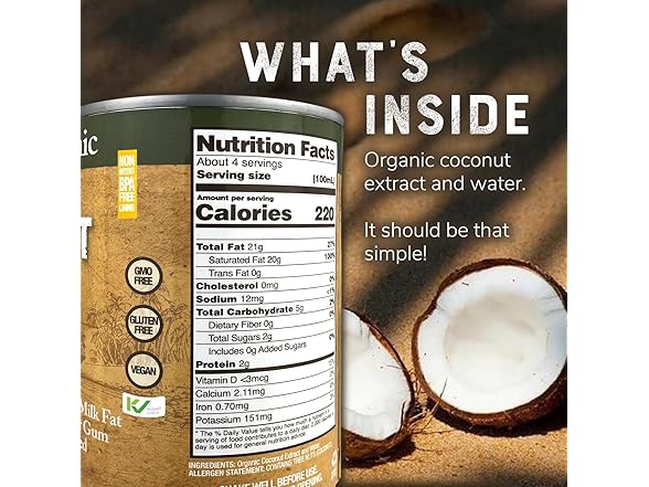 1CT Organic Coconut Cream – Unsweetened