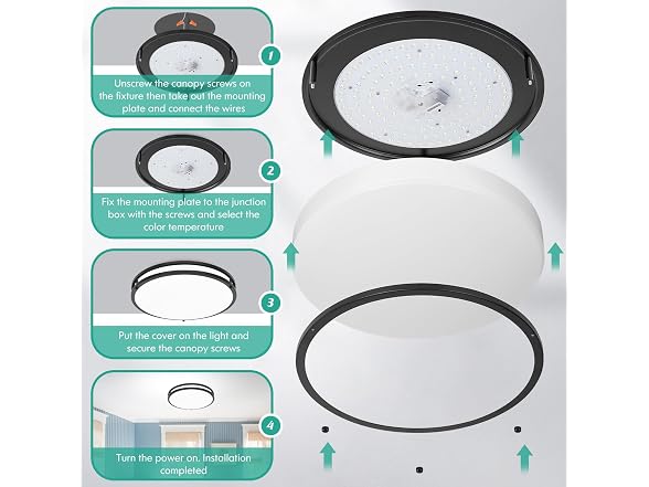 Brightever B0FS1M3W8T 18 Inch Black Ceiling Light