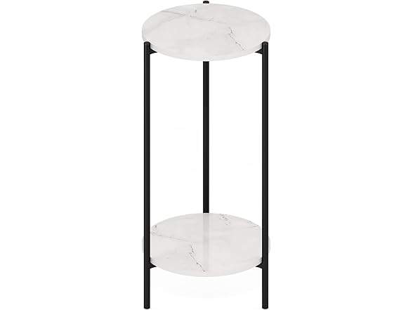 Furinno Besi 2-Tier Modern Tall Round End Table
