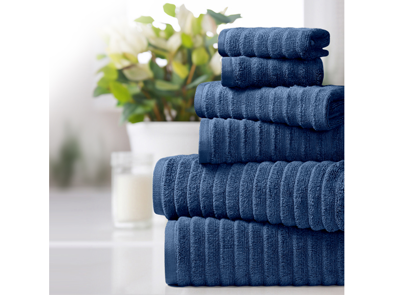 Bibb Home 6PCWAVTOW 6 Pc Ribbed Egyptian Cotton Towel S