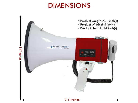 40W Megaphone with Handheld Mic & Siren