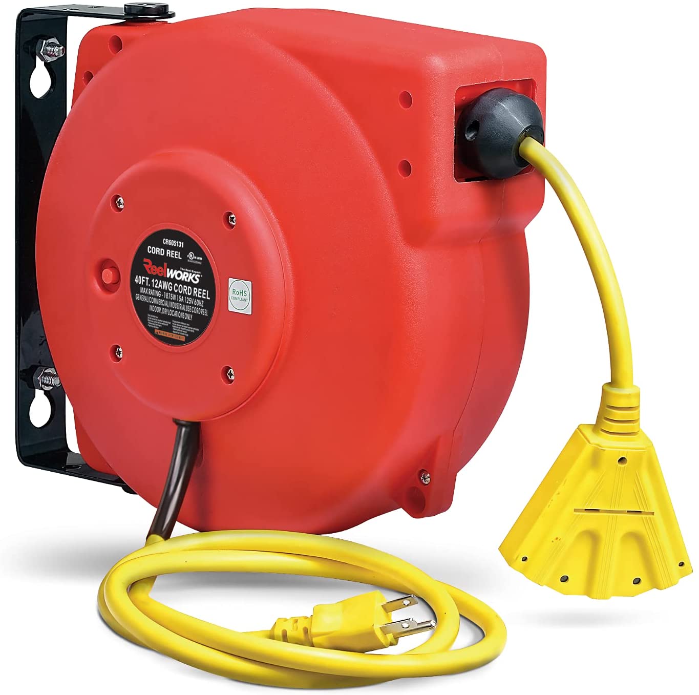 ReelWorks 40' 12AWG Retractable Extension Cord Reel - Gallery 8