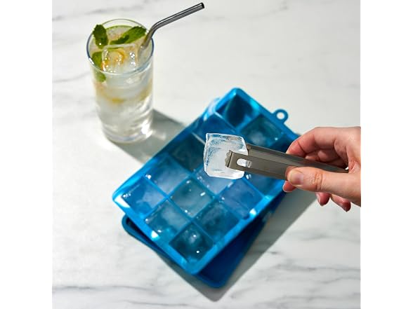 Host Ice Cube Tray with Lid Blue Marble